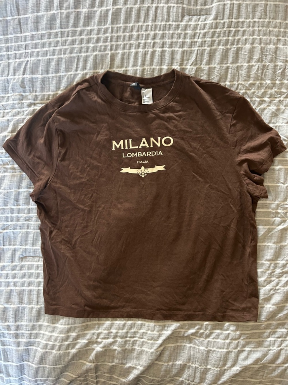 H&M Brown Tee with Cream Milano Lombardia Graphic